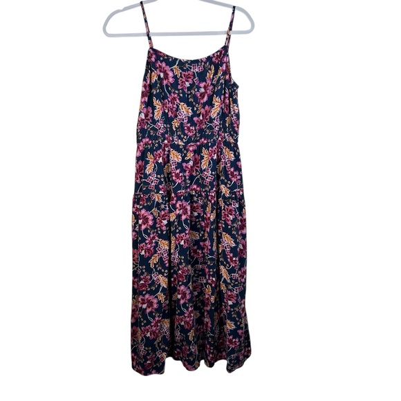 Old Navy Floral Linen Blend Midi Dress - Pink and Blue - Picture 2 of 10
